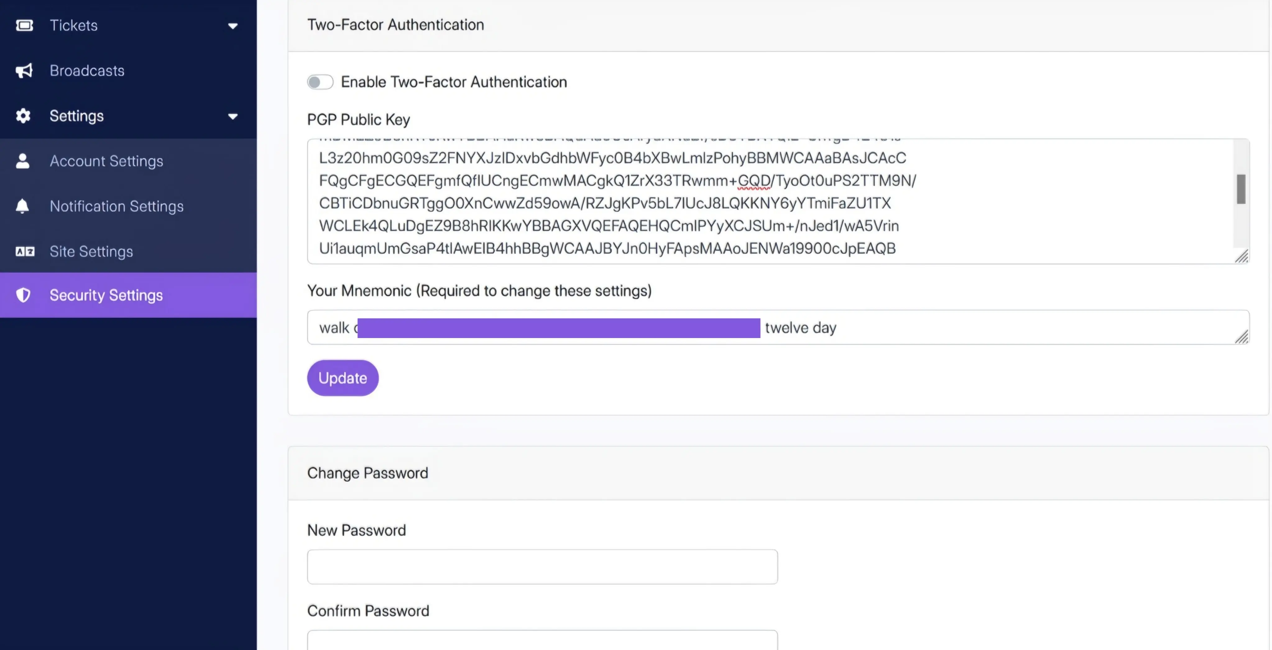 PGP Public Key Input